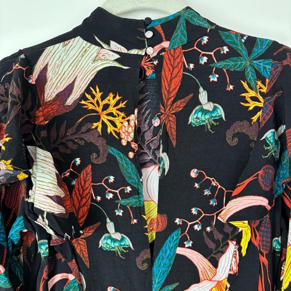 H&M Floral Sheath Dress with Mandarin Collar and Long Flutter Sleeves Size 4 - Picture 8 of 14